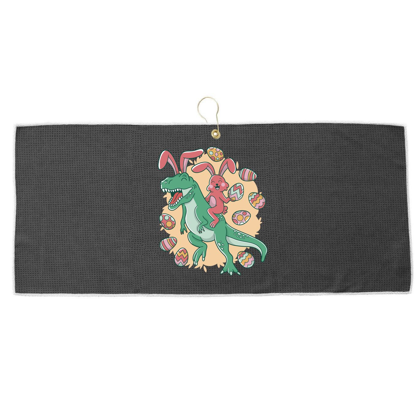 Easter Bunny Dinosaur Festive Holiday Large Microfiber Waffle Golf Towel