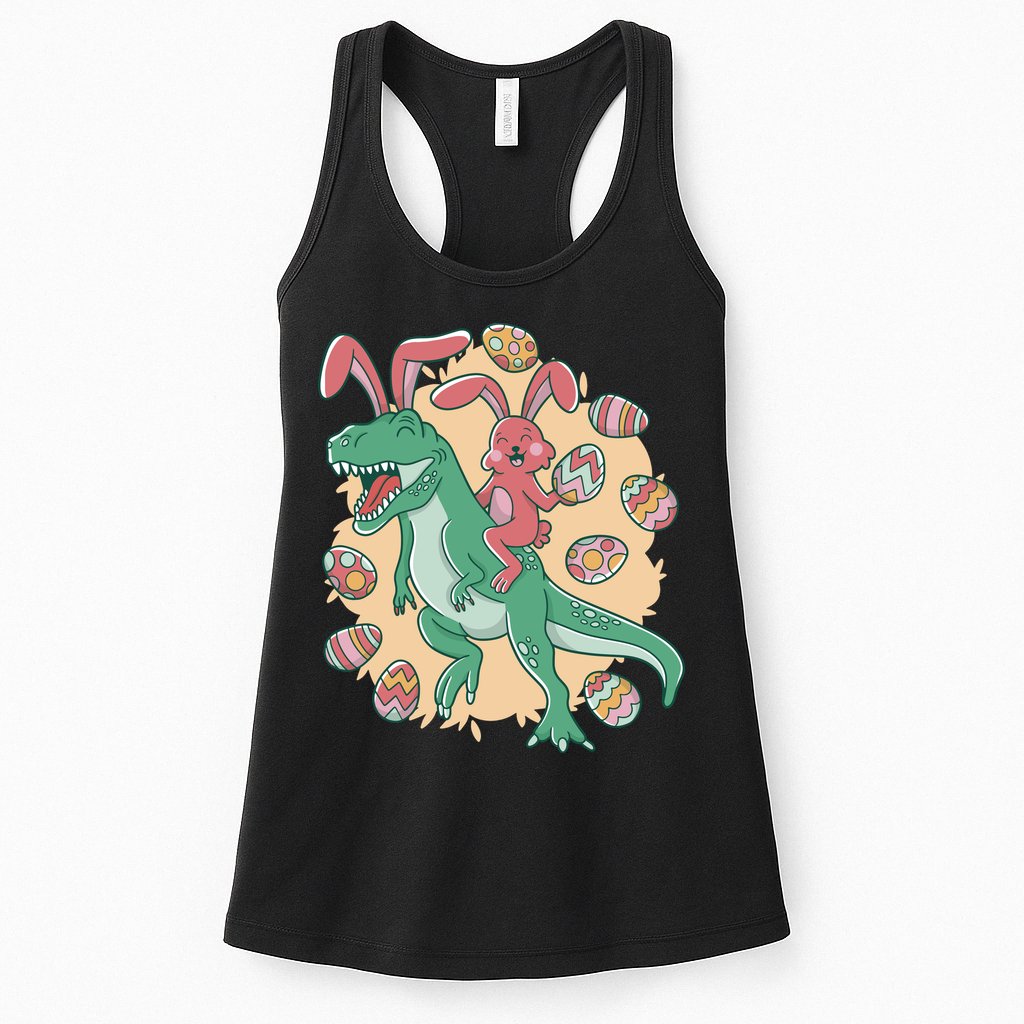 Easter Bunny Dinosaur Festive Holiday Womens Tank Top