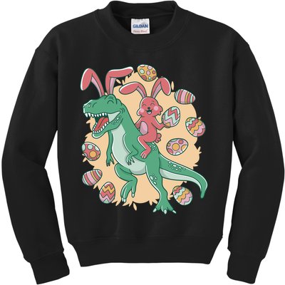 Easter Bunny Dinosaur Festive Holiday Kids Sweatshirt