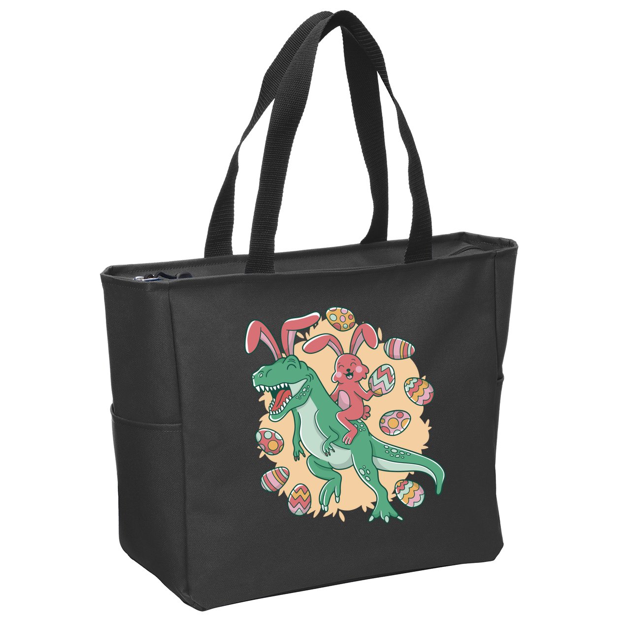 Easter Bunny Dinosaur Festive Holiday Zip Tote Bag