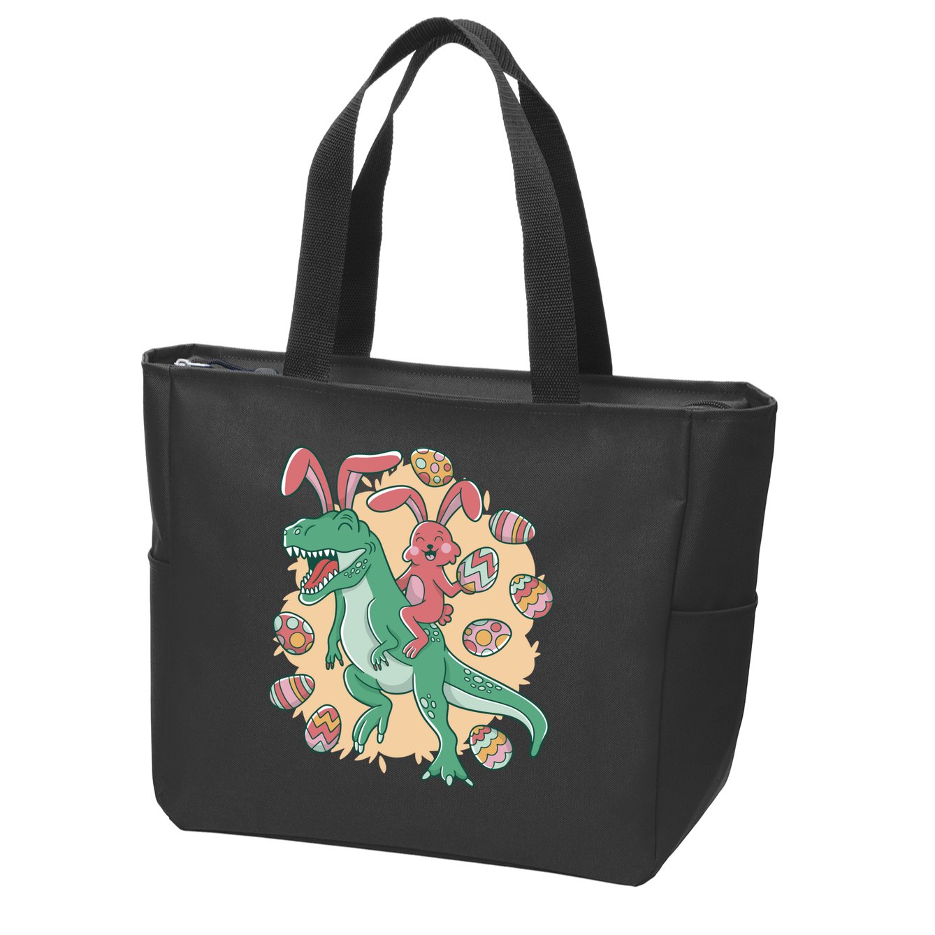 Easter Bunny Dinosaur Festive Holiday Zip Tote Bag