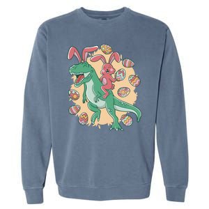 Easter Bunny Dinosaur Festive Holiday Garment-Dyed Sweatshirt