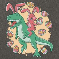Easter Bunny Dinosaur Festive Holiday Cotton Canvas Backpack