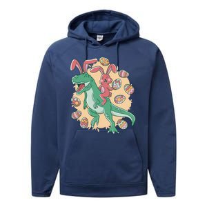 Easter Bunny Dinosaur Festive Holiday Performance Fleece Hoodie