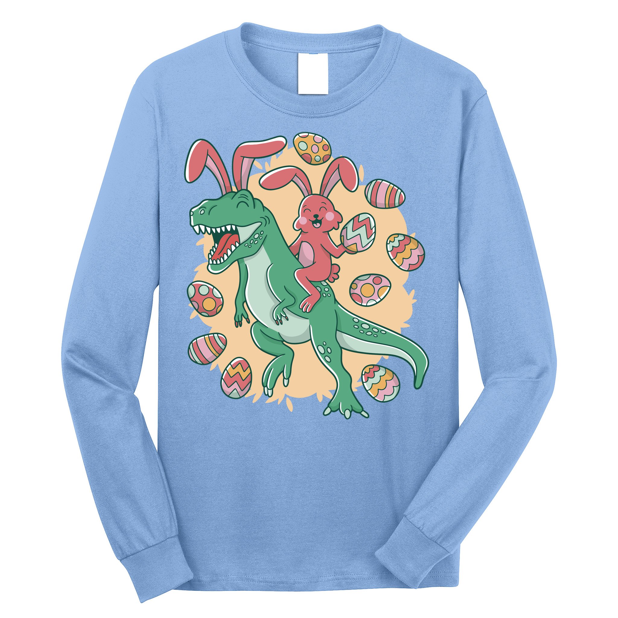 Easter Bunny Dinosaur Festive Holiday Long Sleeve Shirt