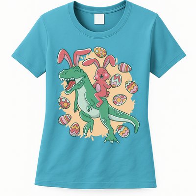 Easter Bunny Dinosaur Festive Holiday Womens T-Shirt
