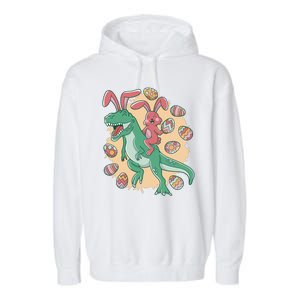 Easter Bunny Dinosaur Festive Holiday Garment-Dyed Fleece Hoodie