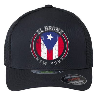 El Bronx Design Gift Puerto Rico Boricua Bandera Flag Varsity Cute Gift Flexfit Unipanel Trucker Cap