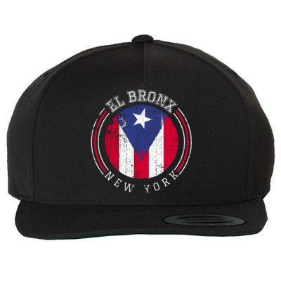 El Bronx Design Gift Puerto Rico Boricua Bandera Flag Varsity Cute Gift Wool Snapback Cap