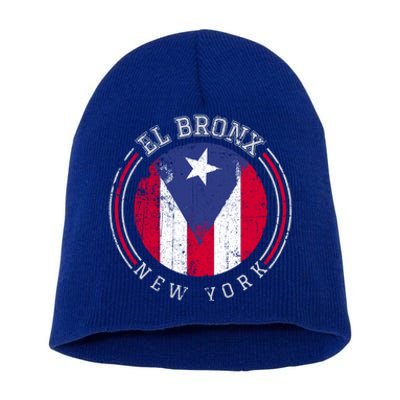 El Bronx Design Gift Puerto Rico Boricua Bandera Flag Varsity Cute Gift Short Acrylic Beanie