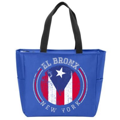 El Bronx Design Gift Puerto Rico Boricua Bandera Flag Varsity Cute Gift Zip Tote Bag