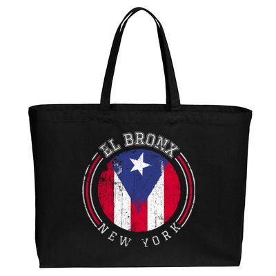 El Bronx Design Gift Puerto Rico Boricua Bandera Flag Varsity Cute Gift Cotton Canvas Jumbo Tote