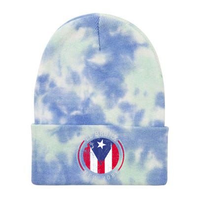 El Bronx Design Gift Puerto Rico Boricua Bandera Flag Varsity Cute Gift Tie Dye 12in Knit Beanie