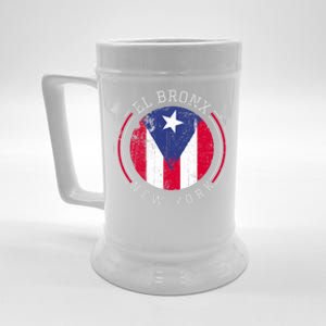 El Bronx Design Gift Puerto Rico Boricua Bandera Flag Varsity Cute Gift Beer Stein