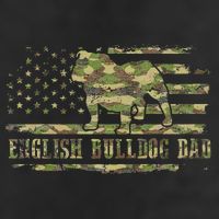 English BullDog Dad Camouflage American Flag Patriotic Dog 7 Panel Mesh Trucker Snapback Hat
