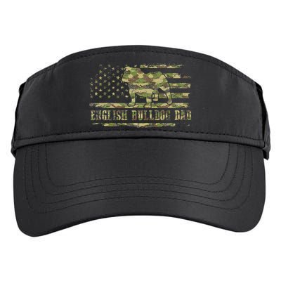 English BullDog Dad Camouflage American Flag Patriotic Dog Adult Drive Performance Visor