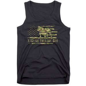 English BullDog Dad Camouflage American Flag Patriotic Dog Tank Top