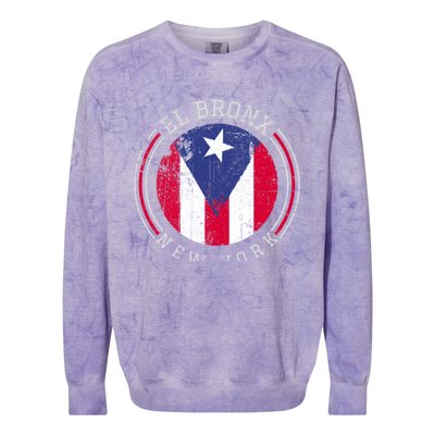 El Bronx Design Gift Puerto Rico Boricua Bandera Flag Varsity Gift Colorblast Crewneck Sweatshirt