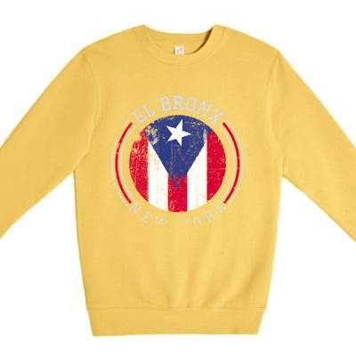 El Bronx Design Gift Puerto Rico Boricua Bandera Flag Varsity Gift Premium Crewneck Sweatshirt