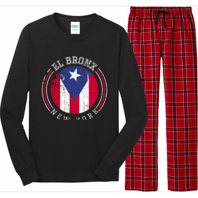 El Bronx Design Gift Puerto Rico Boricua Bandera Flag Varsity Gift Long Sleeve Pajama Set