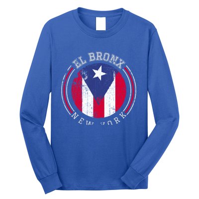 El Bronx Design Gift Puerto Rico Boricua Bandera Flag Varsity Gift Long Sleeve Shirt