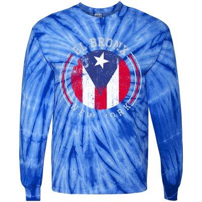 El Bronx Design Gift Puerto Rico Boricua Bandera Flag Varsity Gift Tie-Dye Long Sleeve Shirt