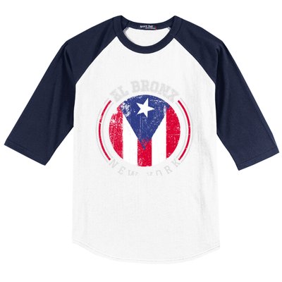 El Bronx Design Gift Puerto Rico Boricua Bandera Flag Varsity Gift Baseball Sleeve Shirt