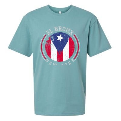 El Bronx Design Gift Puerto Rico Boricua Bandera Flag Varsity Gift Sueded Cloud Jersey T-Shirt