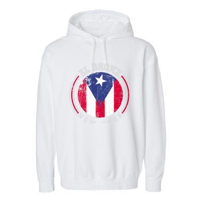 El Bronx Design Gift Puerto Rico Boricua Bandera Flag Varsity Gift Garment-Dyed Fleece Hoodie