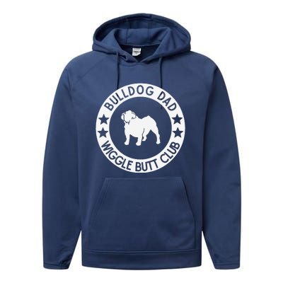 English Bulldog Dad Wiggle Butt Club Fathers Day Performance Fleece Hoodie