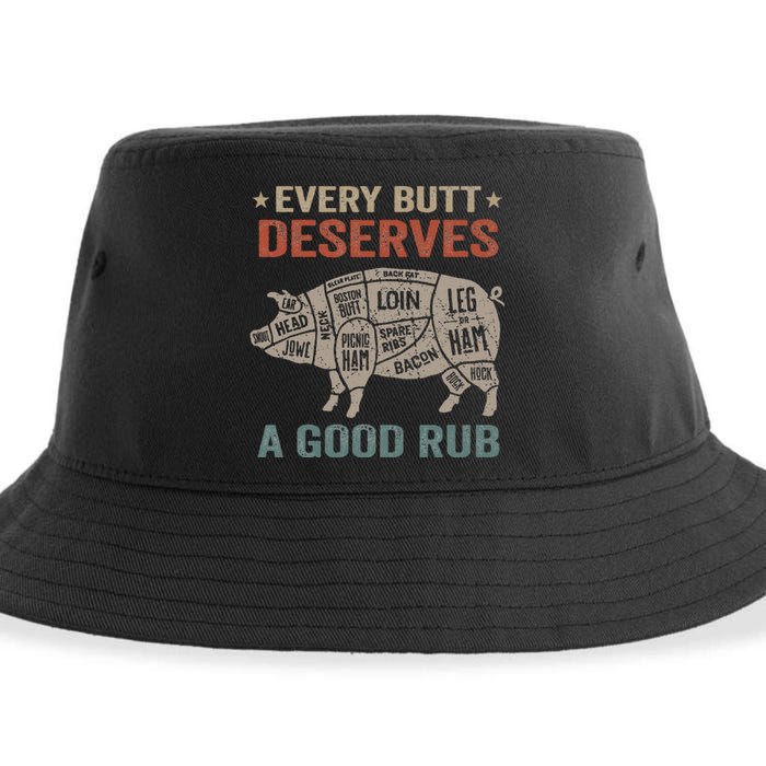 Every Butt Deserves A Good Rub Pork Smoking Party Bbq Funny Sustainable Bucket Hat