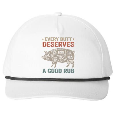 Every Butt Deserves A Good Rub Pork Smoking Party Bbq Funny Snapback Five-Panel Rope Hat