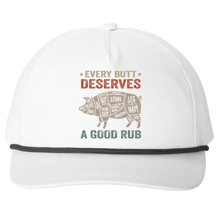 Every Butt Deserves A Good Rub Pork Smoking Party Bbq Funny Snapback Five-Panel Rope Hat