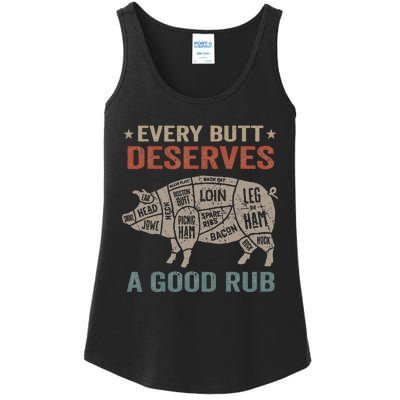 Every Butt Deserves A Good Rub Pork Smoking Party Bbq Funny Ladies Essential Tank