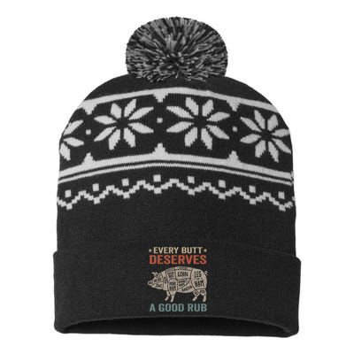 Every Butt Deserves A Good Rub Pork Smoking Party Bbq Funny USA-Made Snowflake Beanie