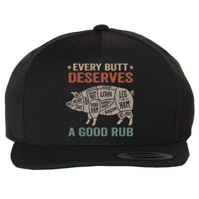 Every Butt Deserves A Good Rub Pork Smoking Party Bbq Funny Wool Snapback Cap