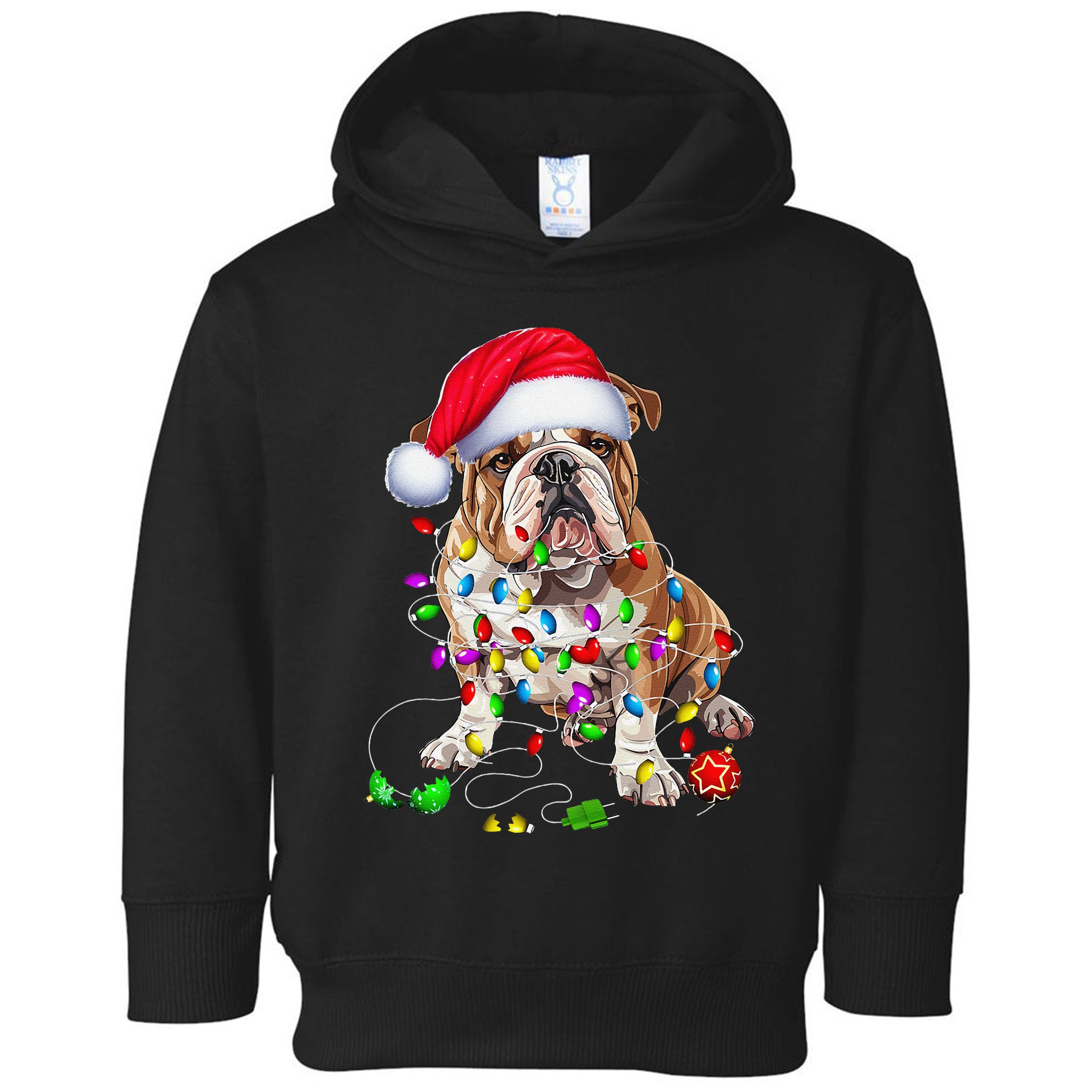 English Bulldog Dog Christmas Ornament Tree Dog Mom Dad Toddler Hoodie