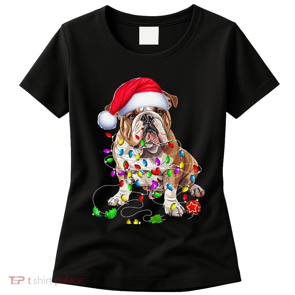 English Bulldog Dog Christmas Ornament Tree Dog Mom Dad Womens T-Shirt