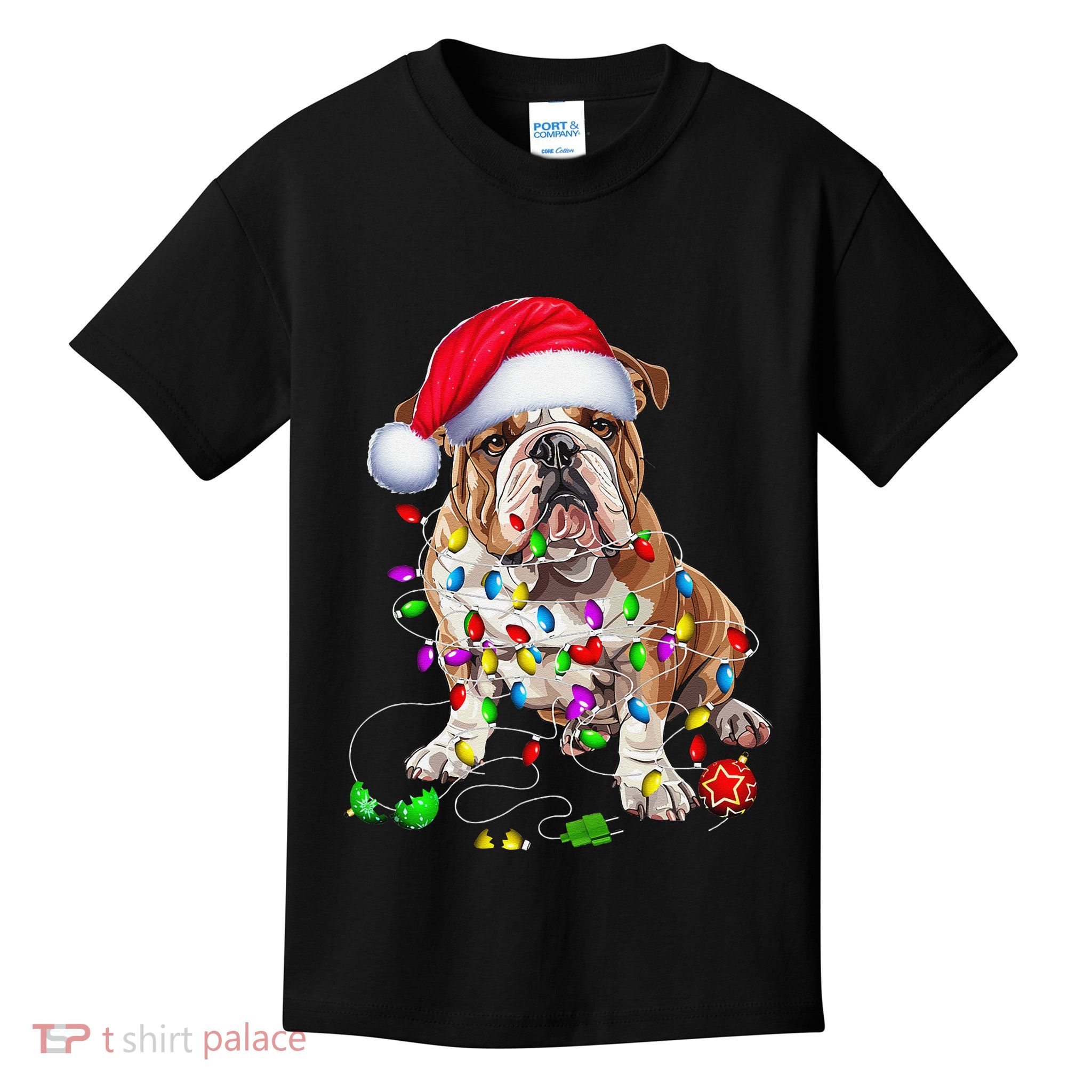 English Bulldog Dog Christmas Ornament Tree Dog Mom Dad Kids T-Shirt
