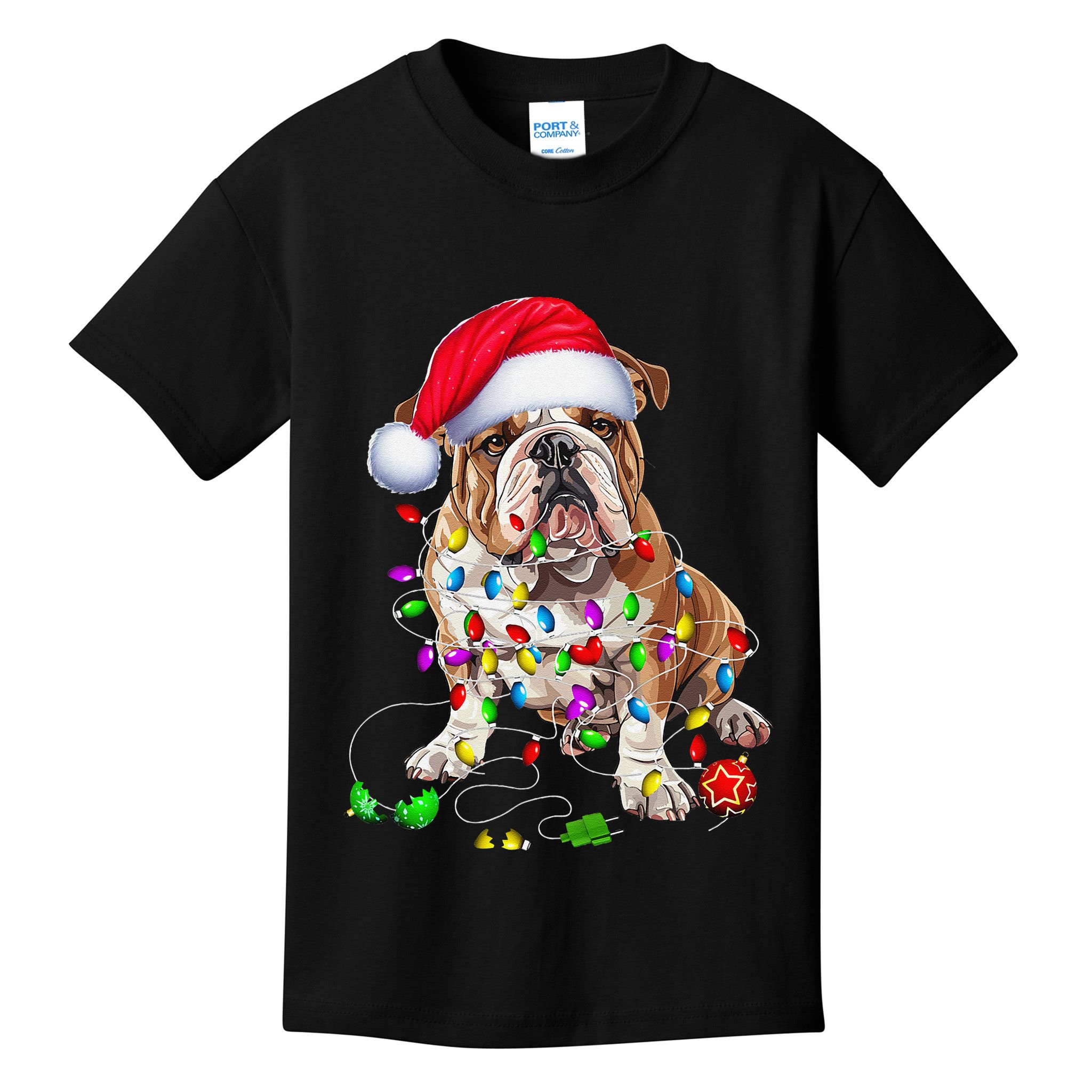 English Bulldog Dog Christmas Ornament Tree Dog Mom Dad Kids T-Shirt