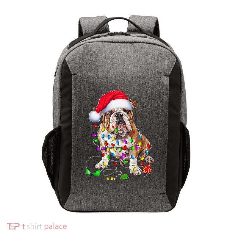 English Bulldog Dog Christmas Ornament Tree Dog Mom Dad Vector Backpack