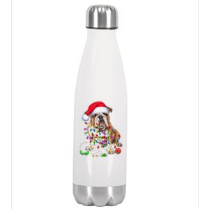 English Bulldog Dog Christmas Ornament Tree Dog Mom Dad Stainless Steel Insulated Water Bottle