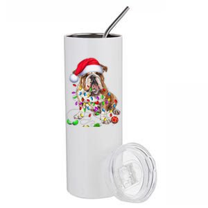 English Bulldog Dog Christmas Ornament Tree Dog Mom Dad Stainless Steel Tumbler