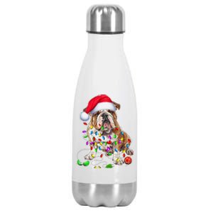 English Bulldog Dog Christmas Ornament Tree Dog Mom Dad Stainless Steel Insulated Water Bottle