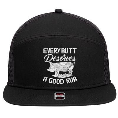 Every Butt Deserves A Good Rub Funny BBQ 7 Panel Mesh Trucker Snapback Hat
