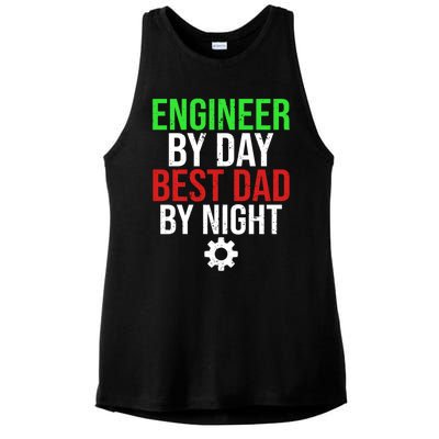 Engineer By Day Best Dad By Night Engineering Father Dad Gift Ladies PosiCharge Tri-Blend Wicking Tank