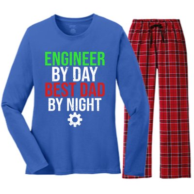 Engineer By Day Best Dad By Night Engineering Father Dad Gift Women's Long Sleeve Flannel Pajama Set 