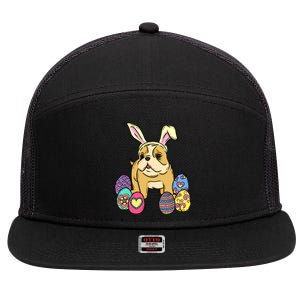 Easter Bulldog Dog Mom Dad Funny Gift Egg Hunt 7 Panel Mesh Trucker Snapback Hat