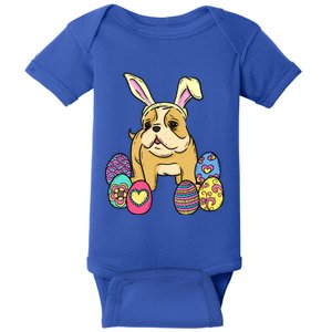 Easter Bulldog Dog Mom Dad Funny Gift Egg Hunt Baby Bodysuit