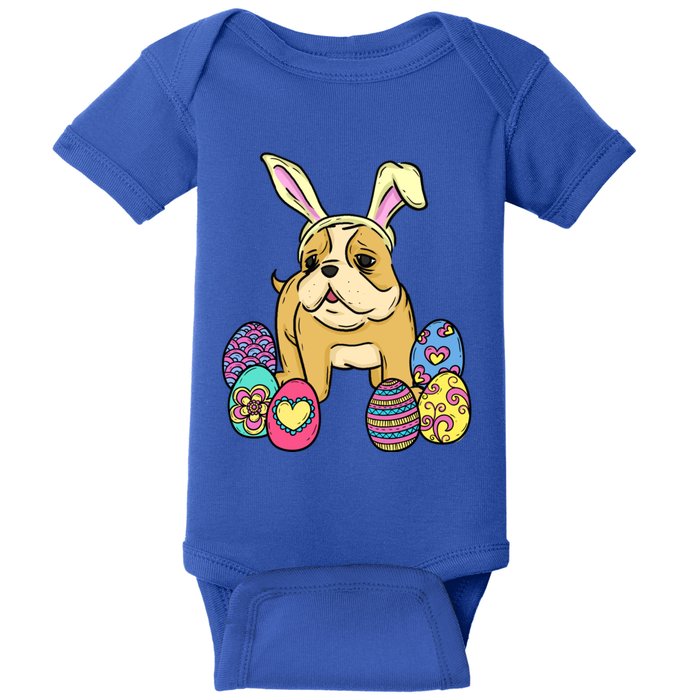 Easter Bulldog Dog Mom Dad Funny Gift Egg Hunt Baby Bodysuit